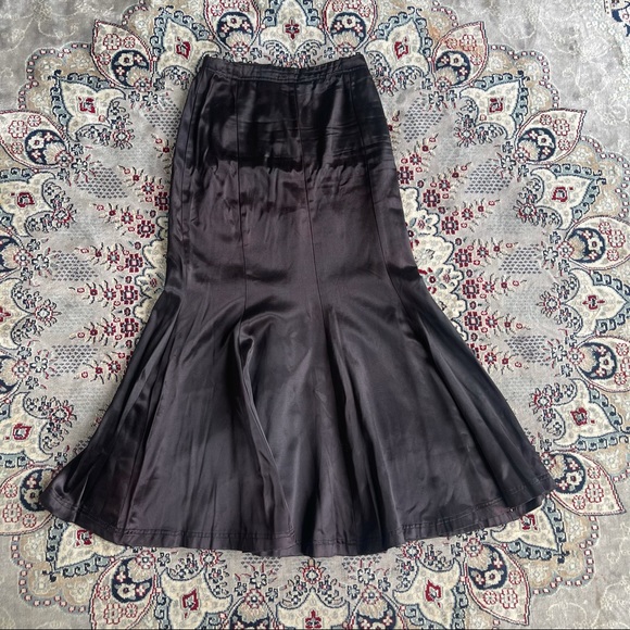 Betsey Johnson Dresses & Skirts - 80s Vintage Betsey Johnson Punk Label Black Satin Trumpet Flare Maxi Skirt Sz 4